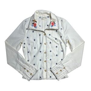 We the Free Ivory Ditsy Embroidered Little Shirt Blouse Womens S